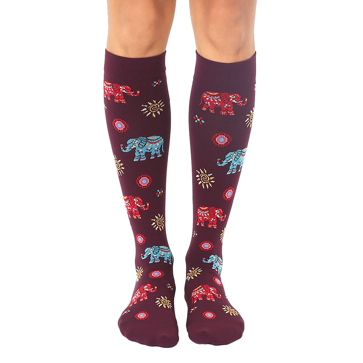 Chaussettes unisexes hautes à compression Living Royal Elephant