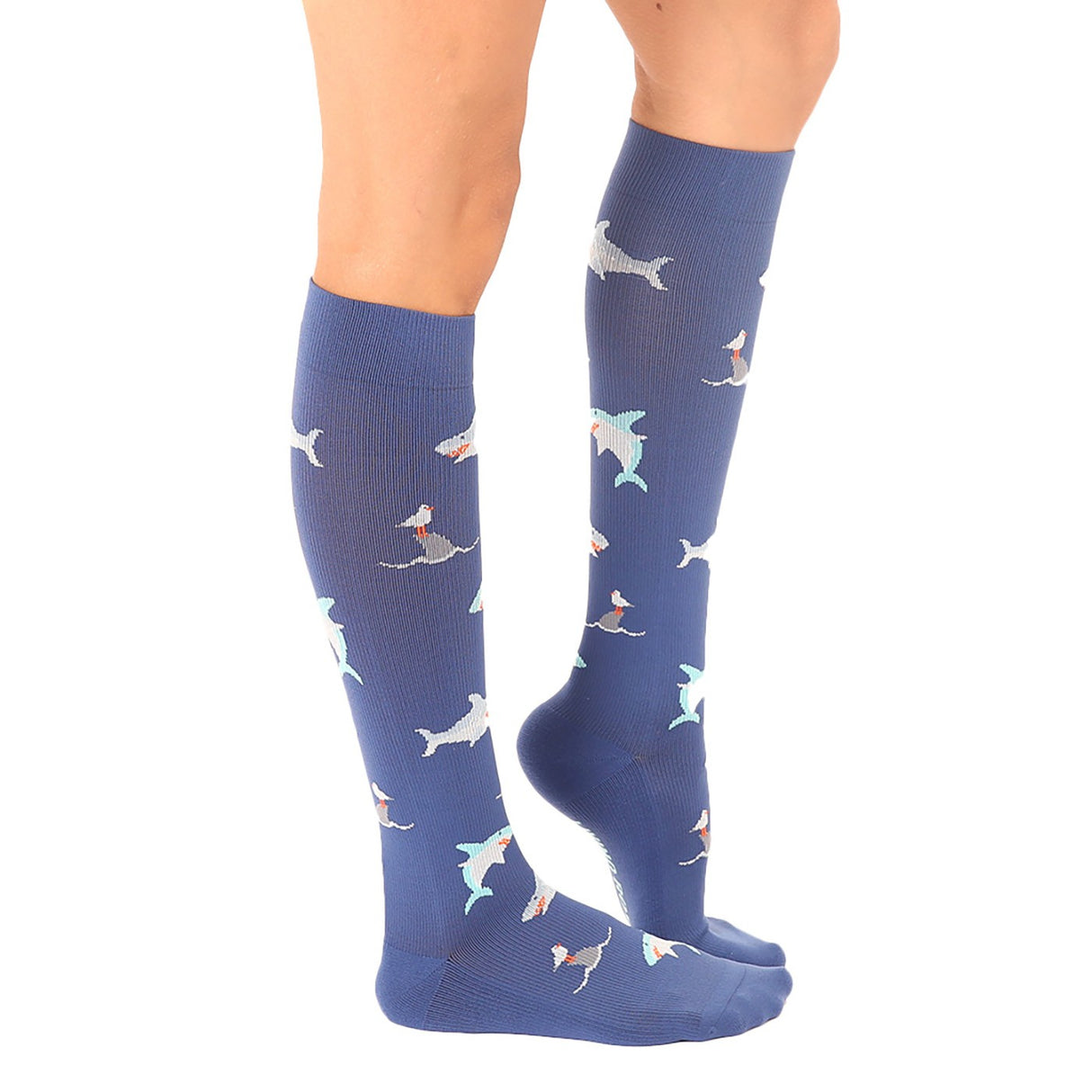 Chaussettes hautes unisexes à compression Living Royal Sharks