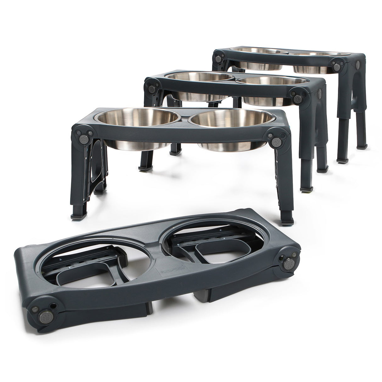Dexas Adjustable Height Pet Feeder W- Stainless Steel Bowls