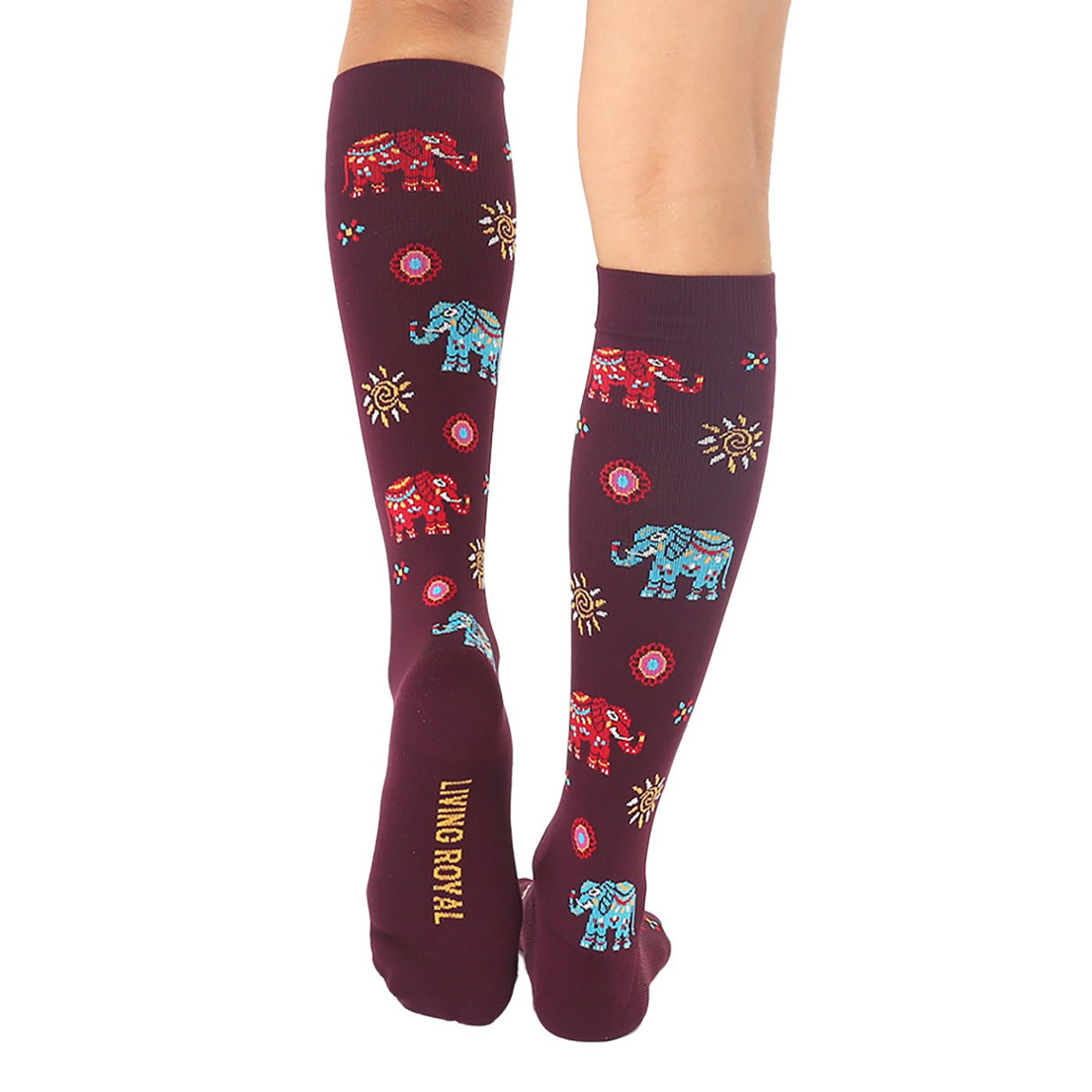 Chaussettes unisexes hautes à compression Living Royal Elephant