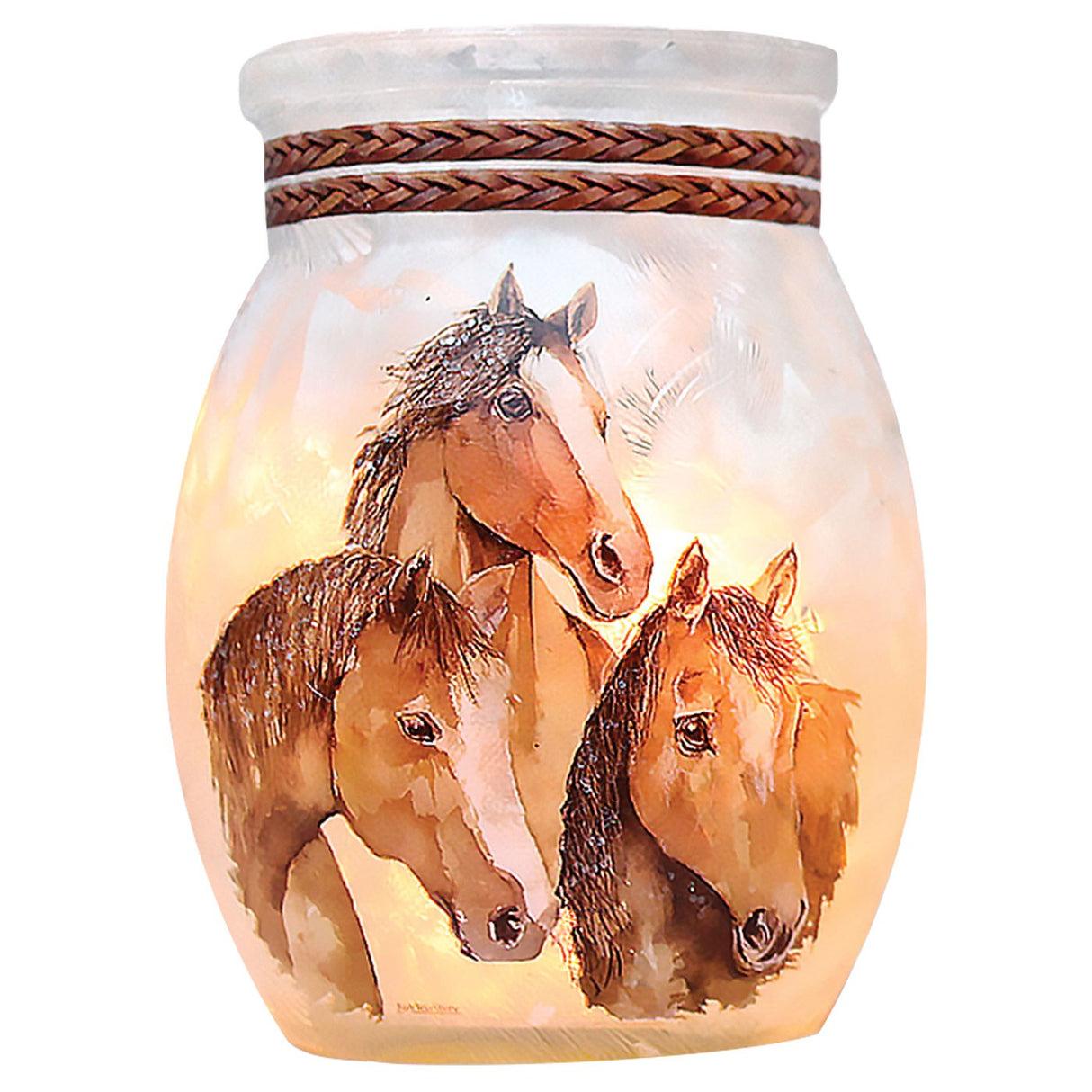 Thoroughbreds Watch Over Me Lighted Small Vase