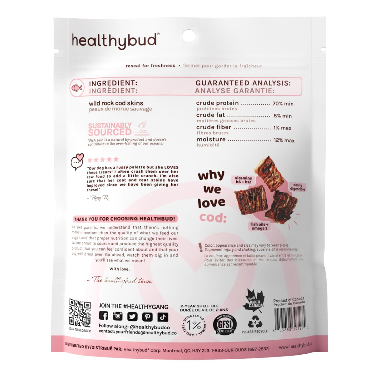 Healthybud Cod Fish Dog Treat 3.2 Oz