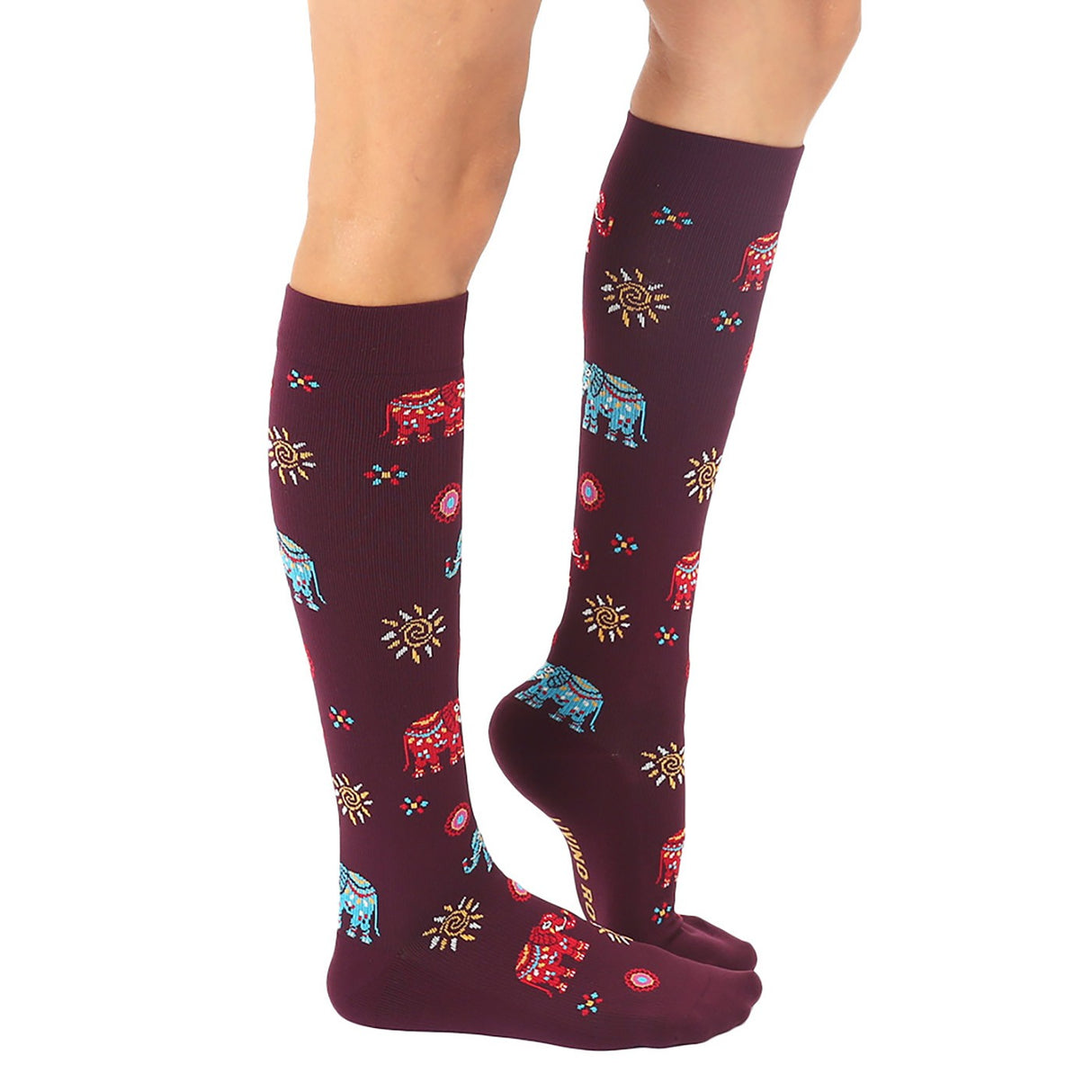 Chaussettes unisexes hautes à compression Living Royal Elephant