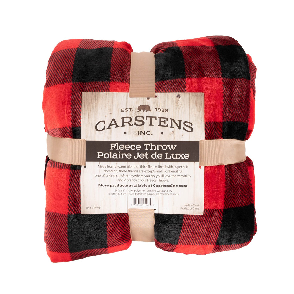 Peak Time Jeté en peluche à carreaux Lumberjack Rouge