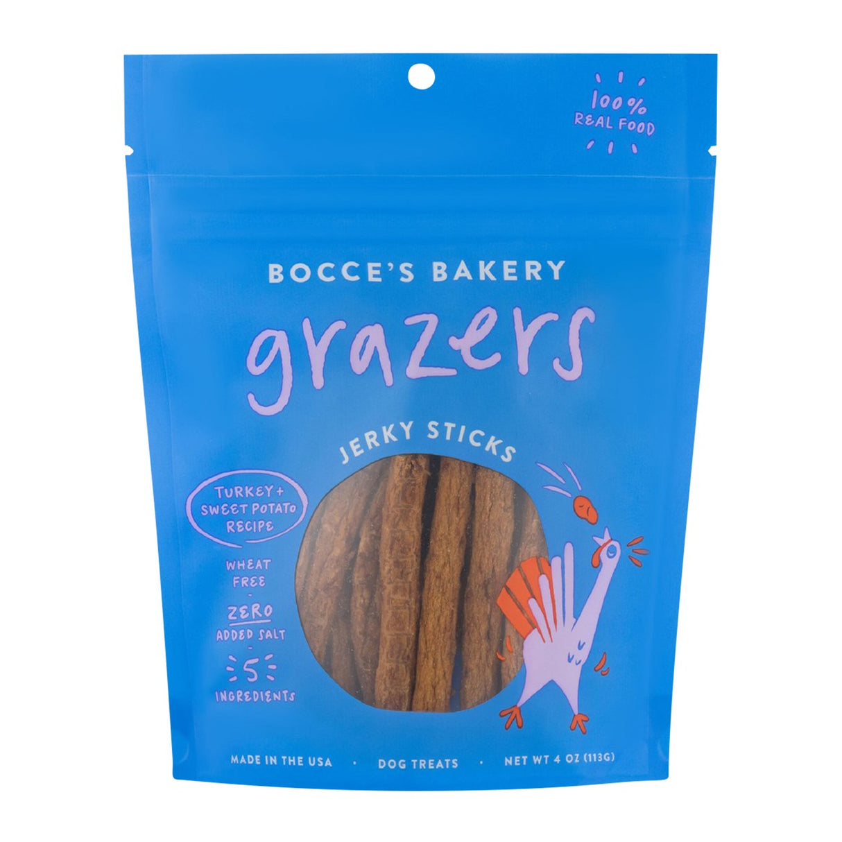 Bocce's Bakery Grazers Bâtonnets séchés de dinde 4 oz