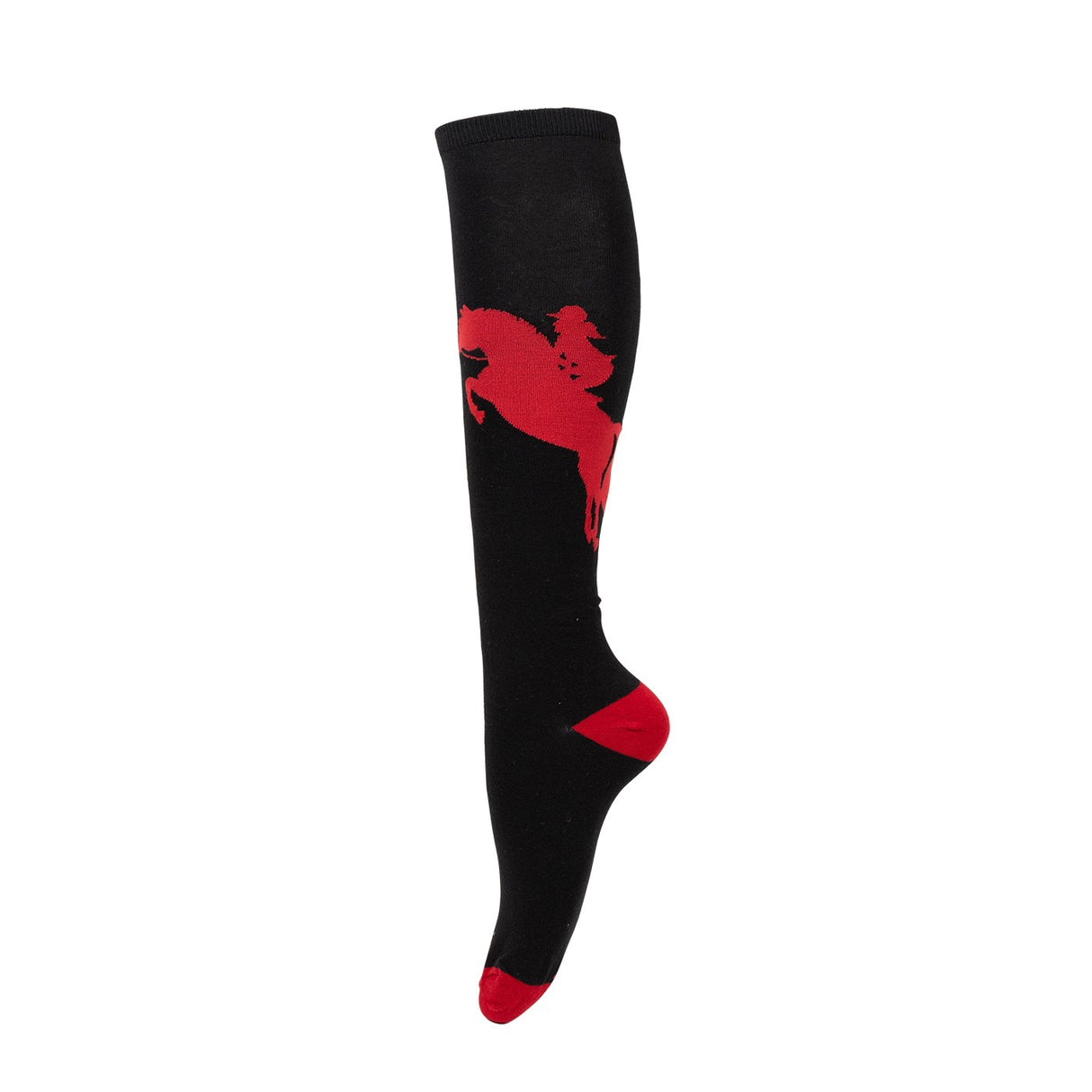 Quatre chaussettes blanches sautant des chaussettes hautes de silhouette de cheval