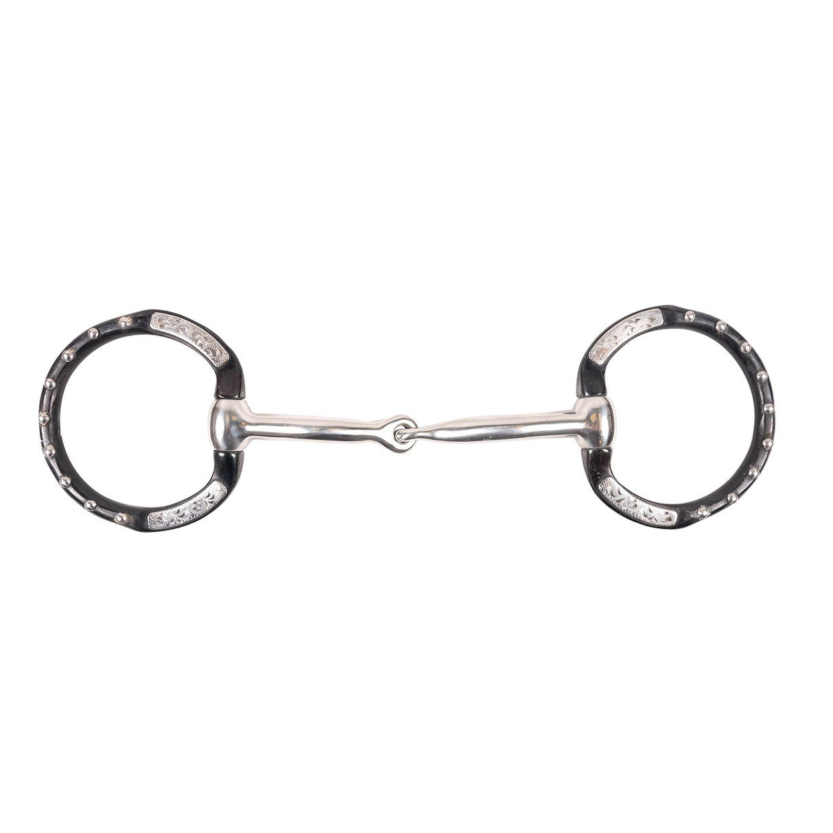Metalab Antique Eggbutt Snaffle Bit W- Engraved Overlay