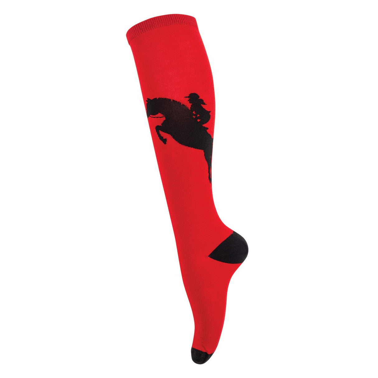Quatre chaussettes blanches sautant des chaussettes hautes de silhouette de cheval