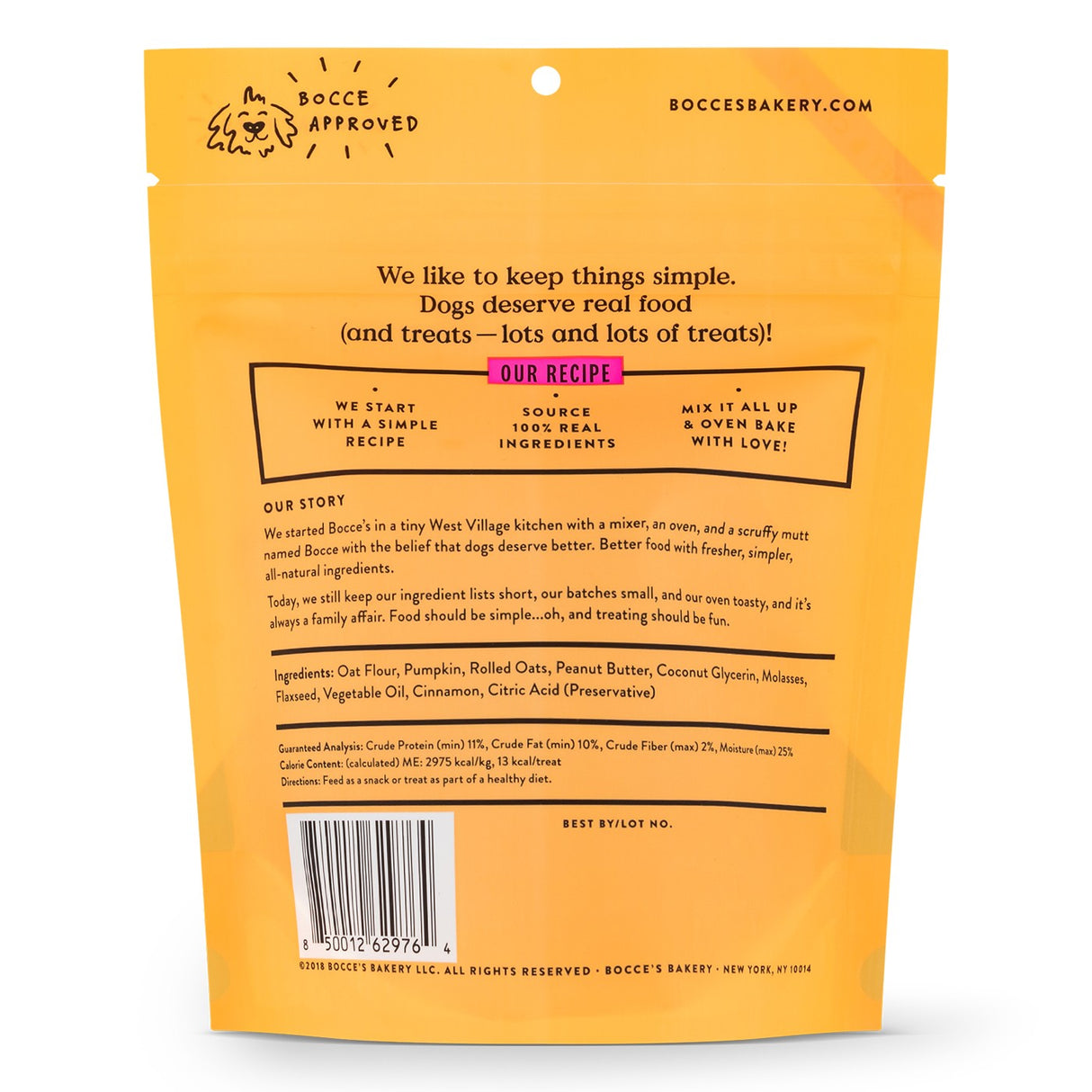 Bocce's Bakery Pumpkin Spice Soft & Chewy Dog Treat 6 Oz