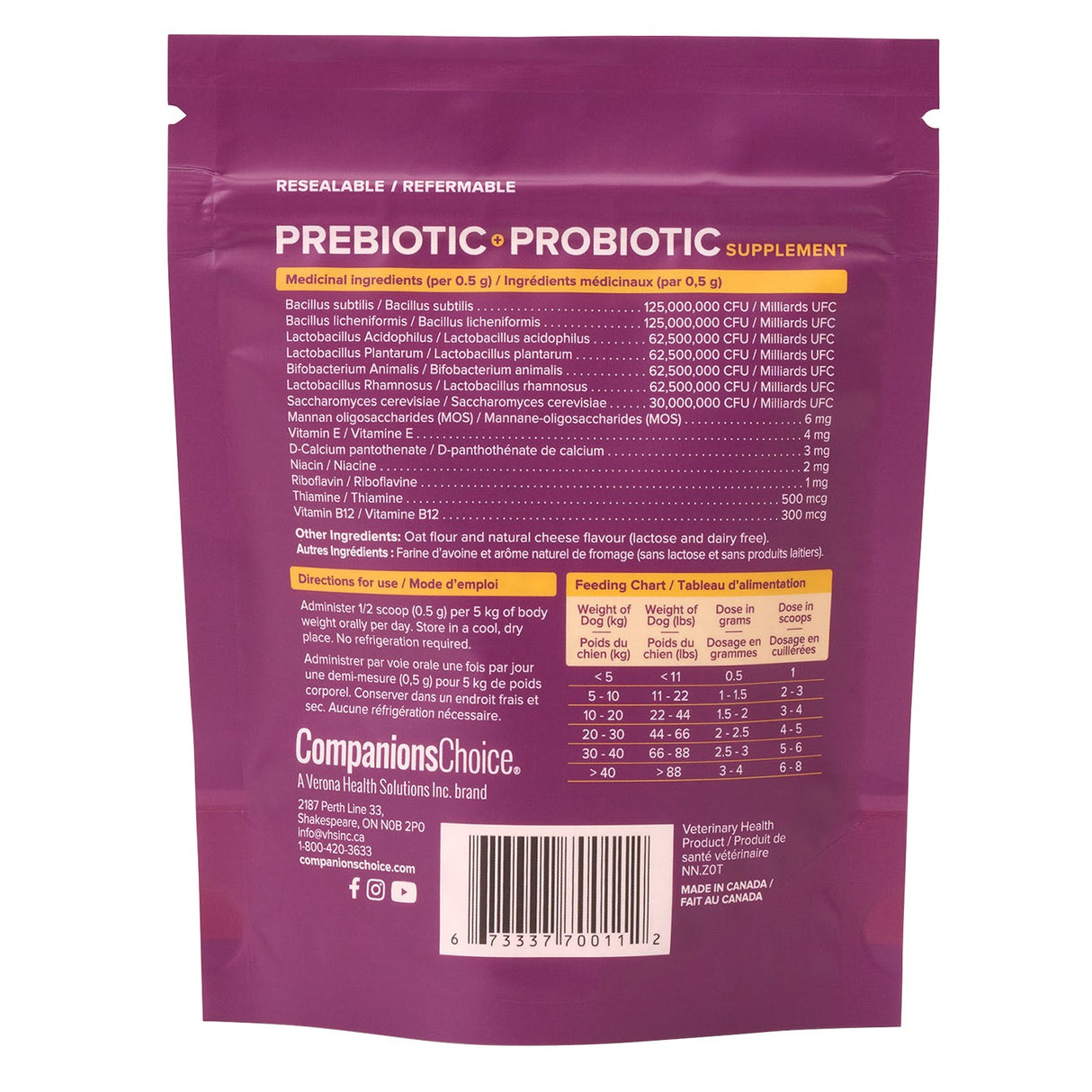 Companion's Choice Prebiotic & Probiotic Powder Pet Supplement 125 g