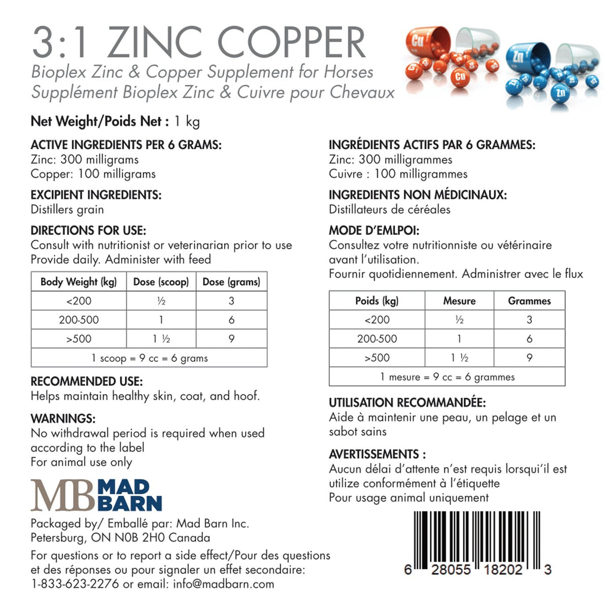 Mad Barn 3:1 Zinc à Cuivre 1 Kg