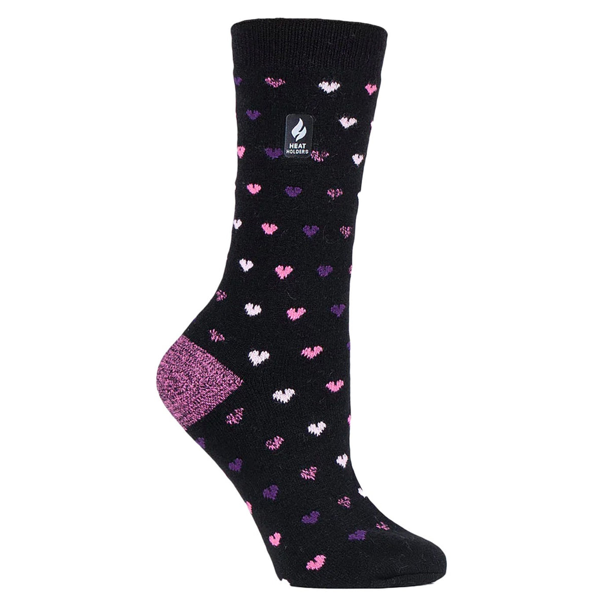 Heat Holders Ultra Lite Orchid Hearts Crew Sock