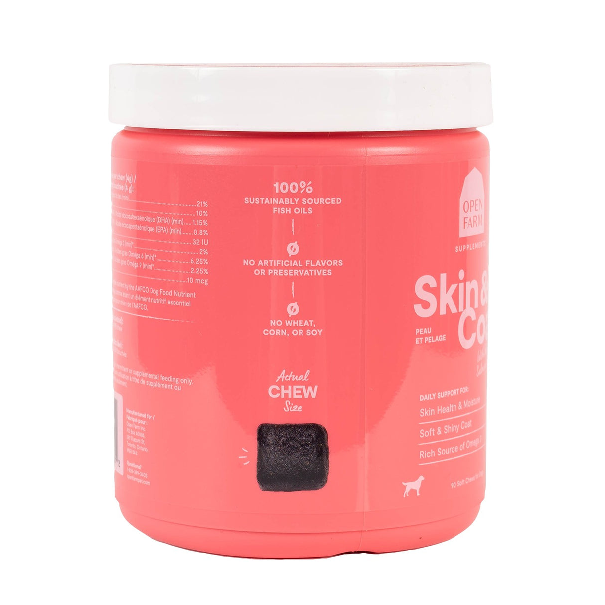 Open Farm Skin & Coat Chews Supplément pour chien 90 unités