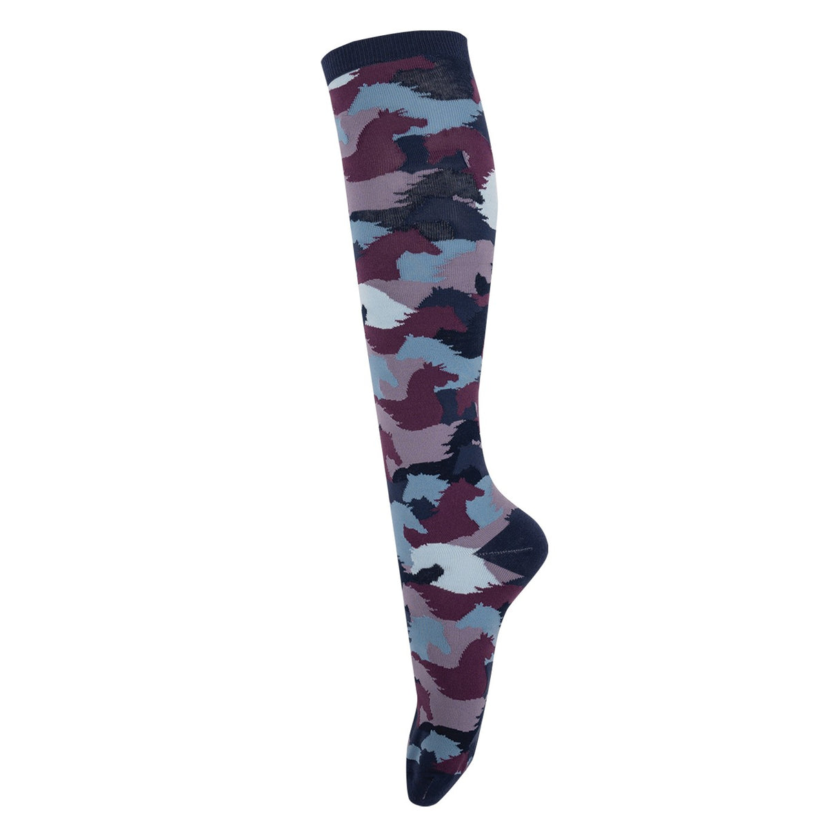 Four White Socks Blue Ensign Horse Camo Knee High Socks