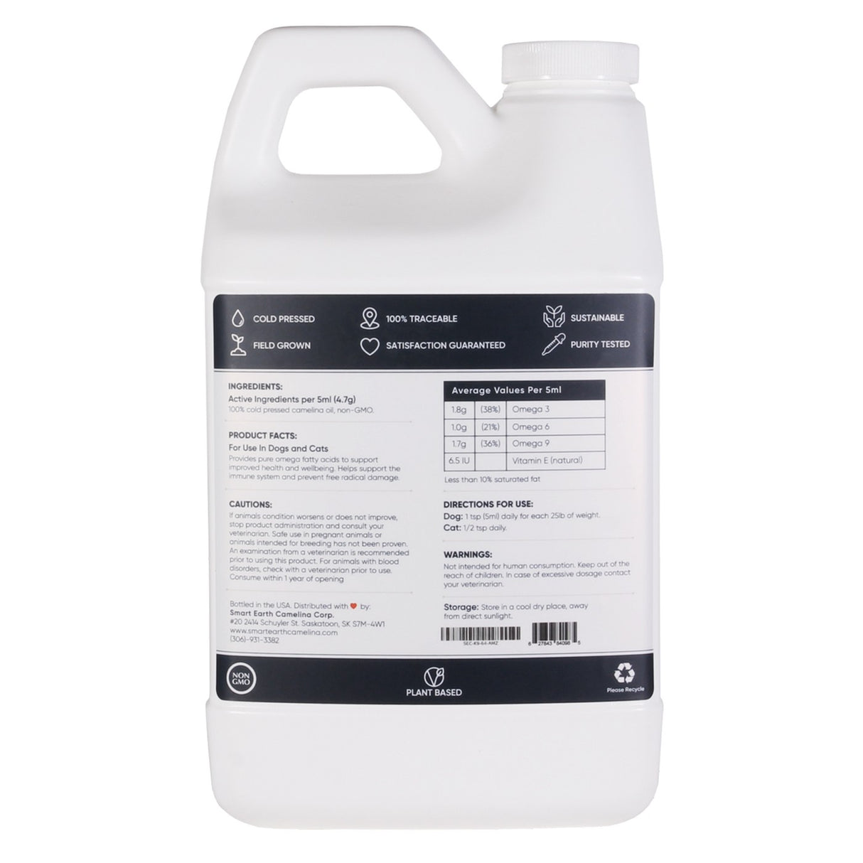 Supplément pour chien à l'huile de caméline Smart Earth 64 oz