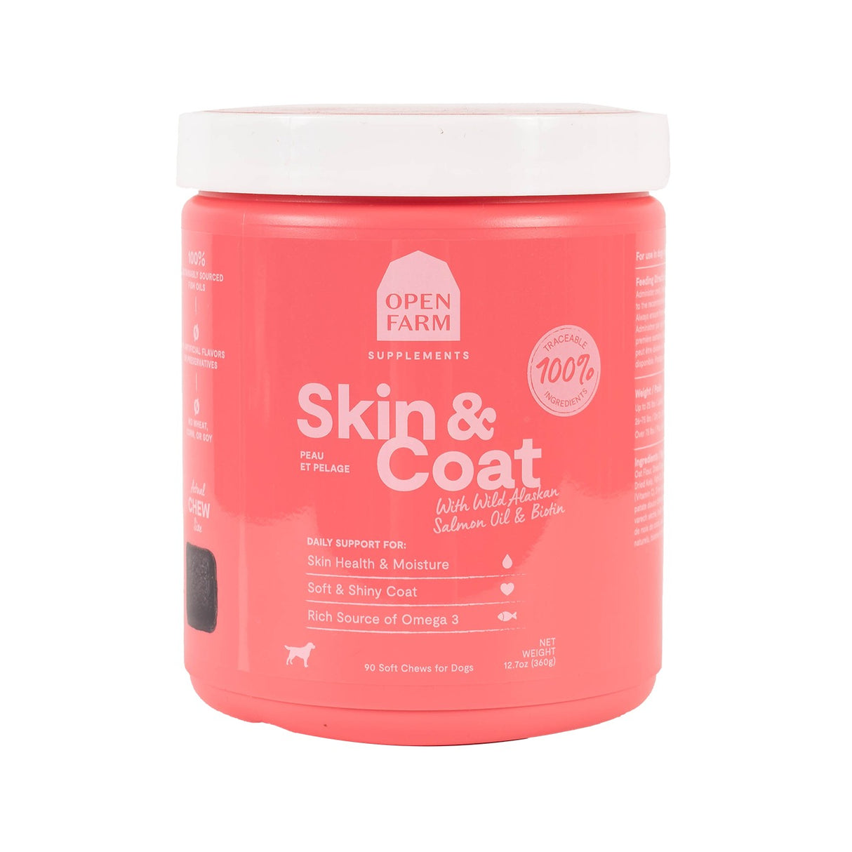 Open Farm Skin & Coat Chews Supplément pour chien 90 unités