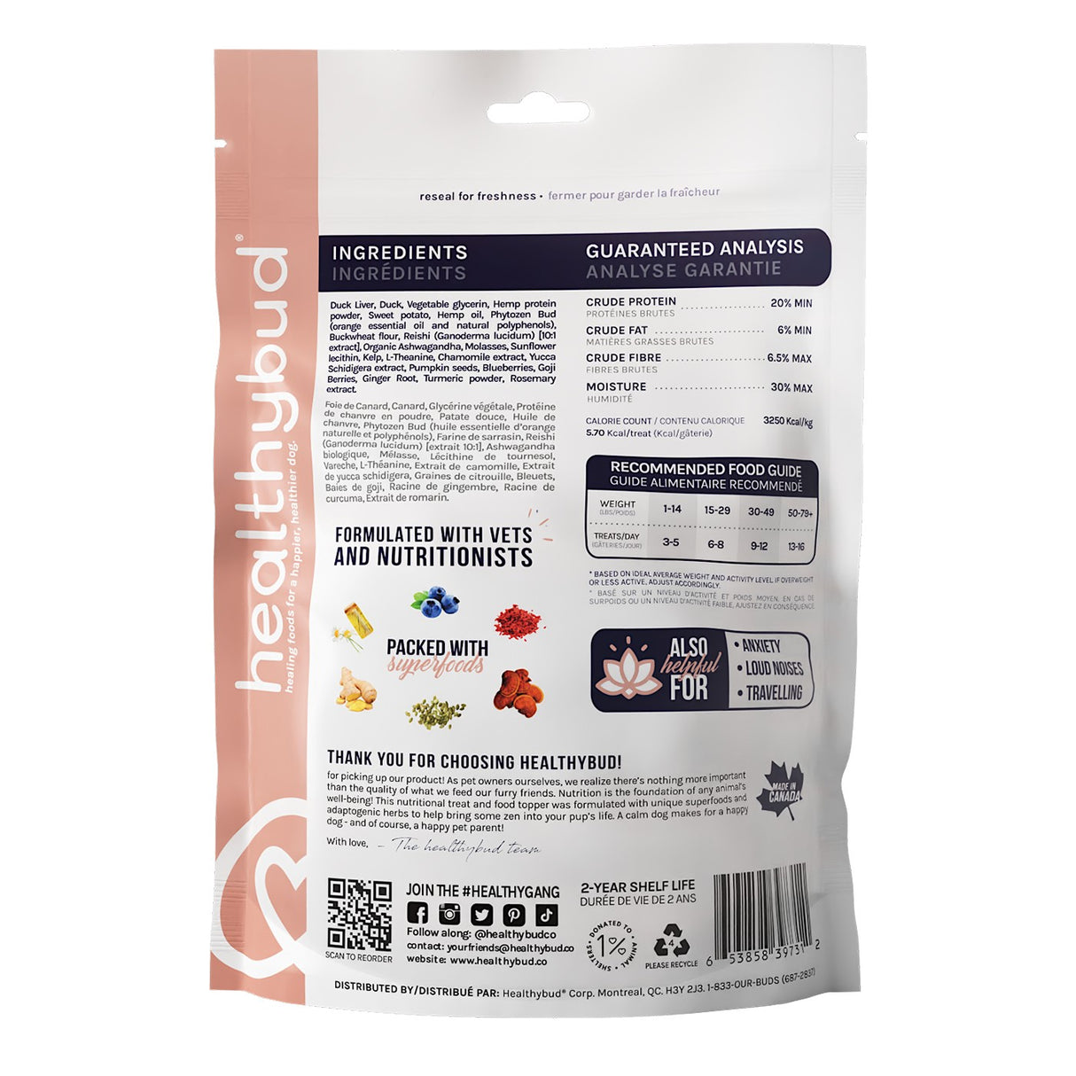 Supplément pour chien Healthybud Calming Aid 4,6 oz