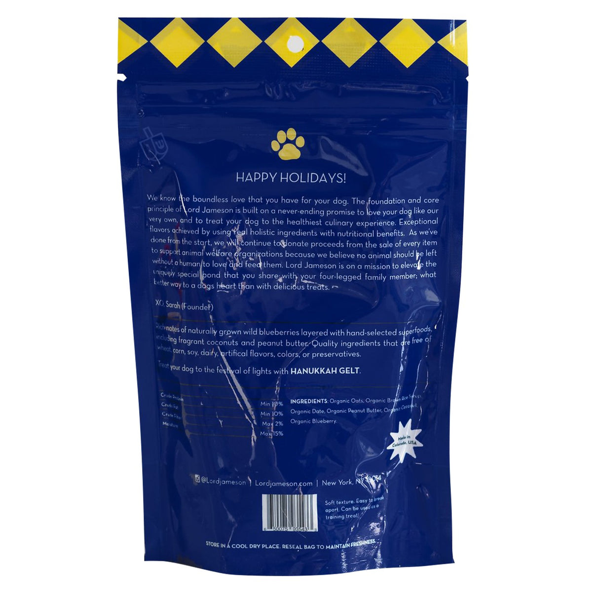 Lord Jameson Hannukah Gelt Organic Dog Treats 6 Oz