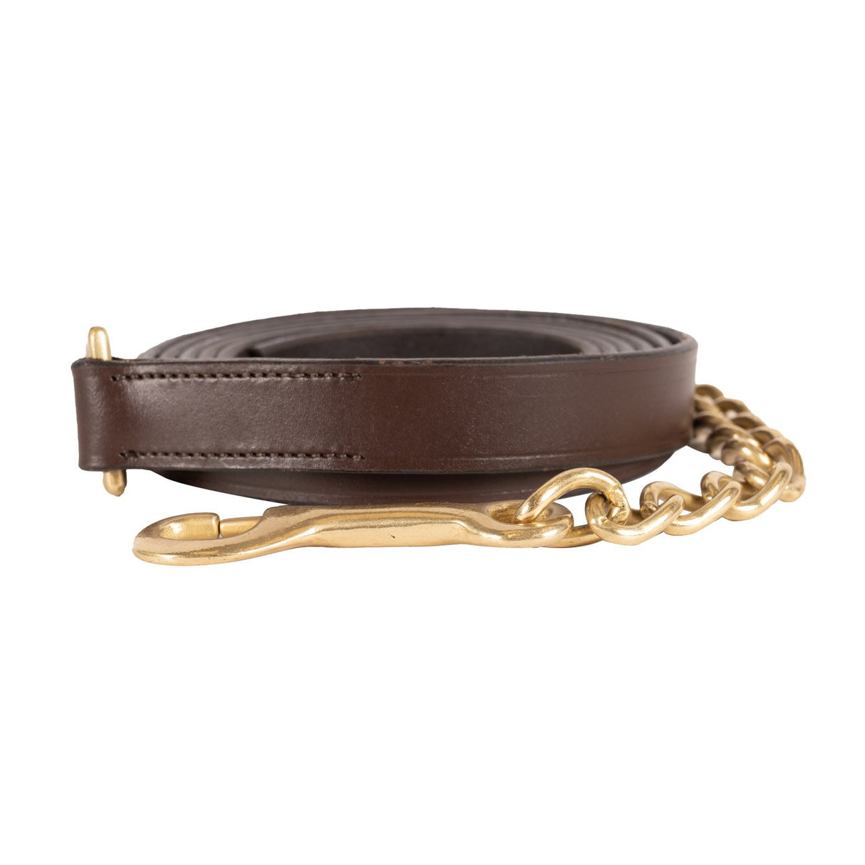 Connemara Leather Lead W- 18 In. Brass Chain - Pony