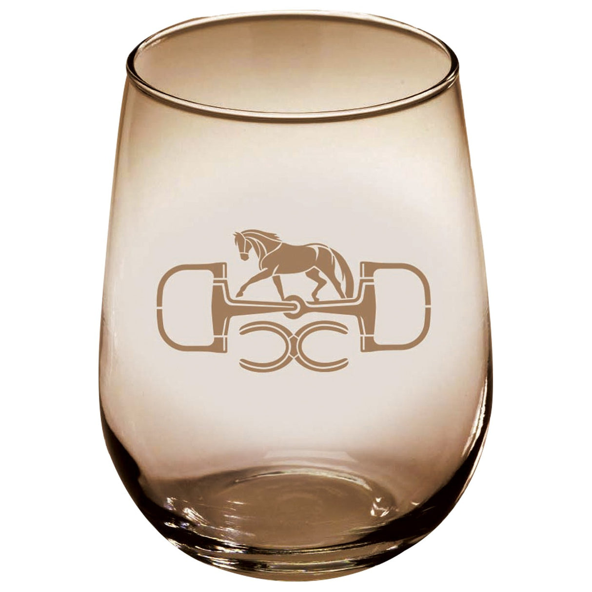 Kelley & Co Snaffle Bit Verre à vin sans pied gravé 17 oz.