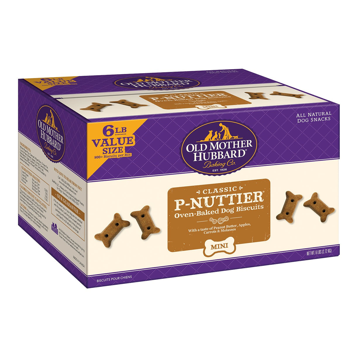 Boîte de biscuits pour mini chiens Old Mother Hubbard P-Nuttier 6 lb