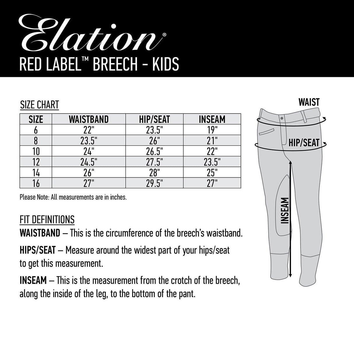 Elation Red Label Breech - Kids'