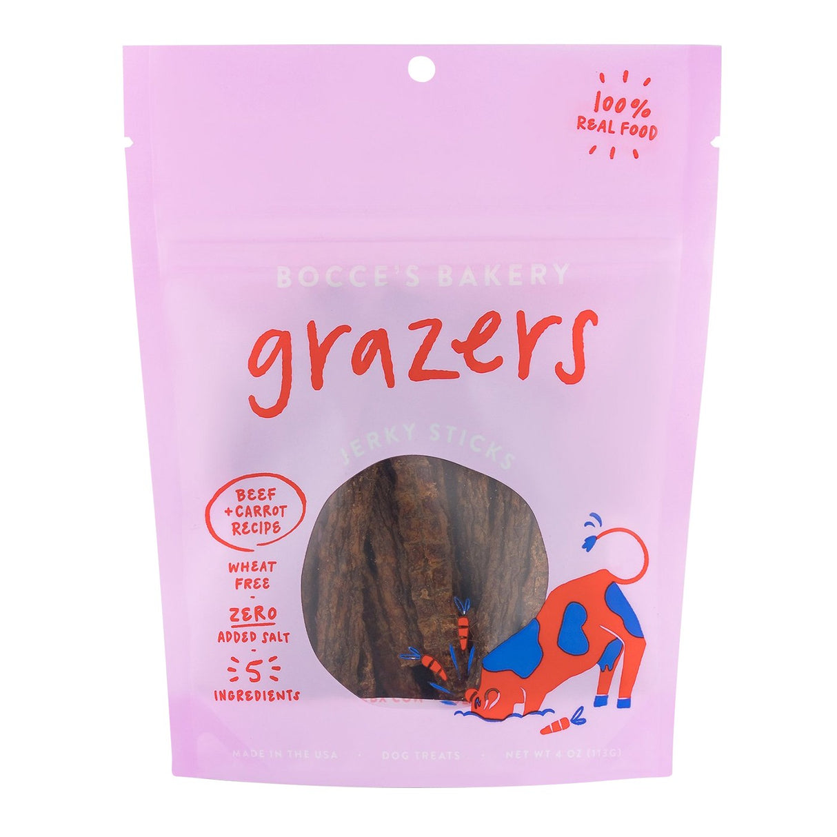 Bocce's Bakery Grazers Beef Jerky Sticks 4 Oz