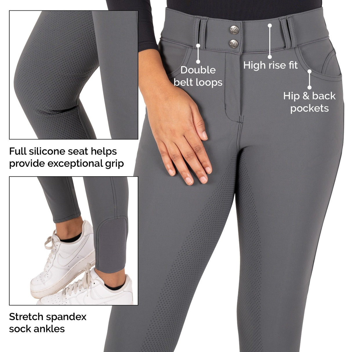 Elation Platinum Hudson Pantalon d'équitation taille haute à fond intégral