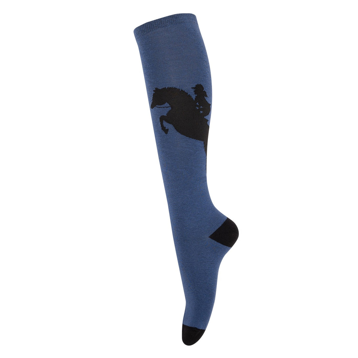 Quatre chaussettes blanches sautant des chaussettes hautes de silhouette de cheval