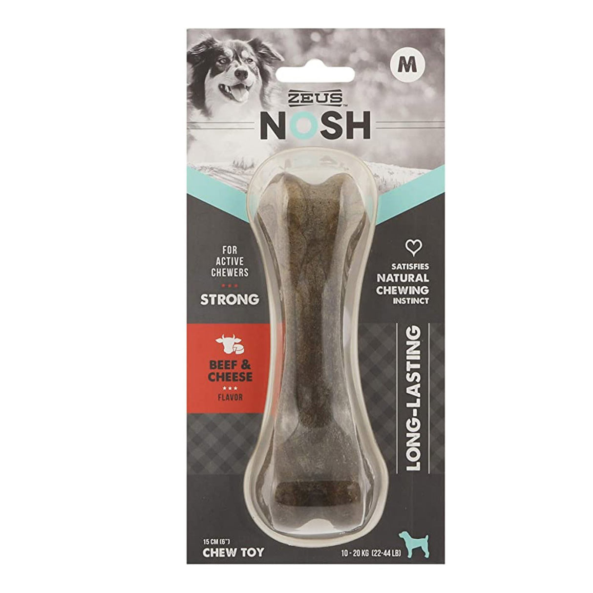 Zeus Nosh Strong Chew Bone, Beef & Cheese Flavor