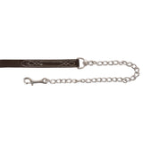Mondega Fancy Stitched Leather Lead W- 24 In. Silver Chain
