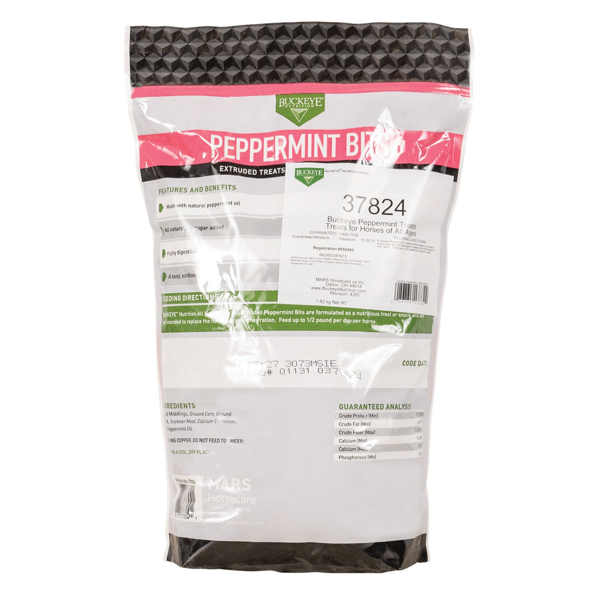 Buckeye Nutrition All Natural No Sugar Added Peppermint Bits Horse Treat 4lb