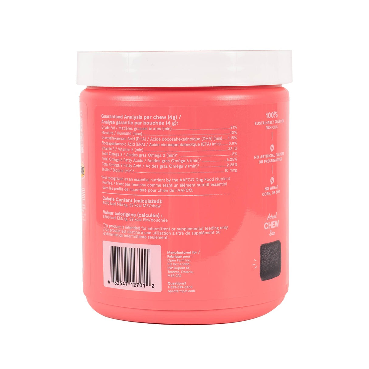 Open Farm Skin &amp; Coat Chews Supplément pour chien 90 unités
