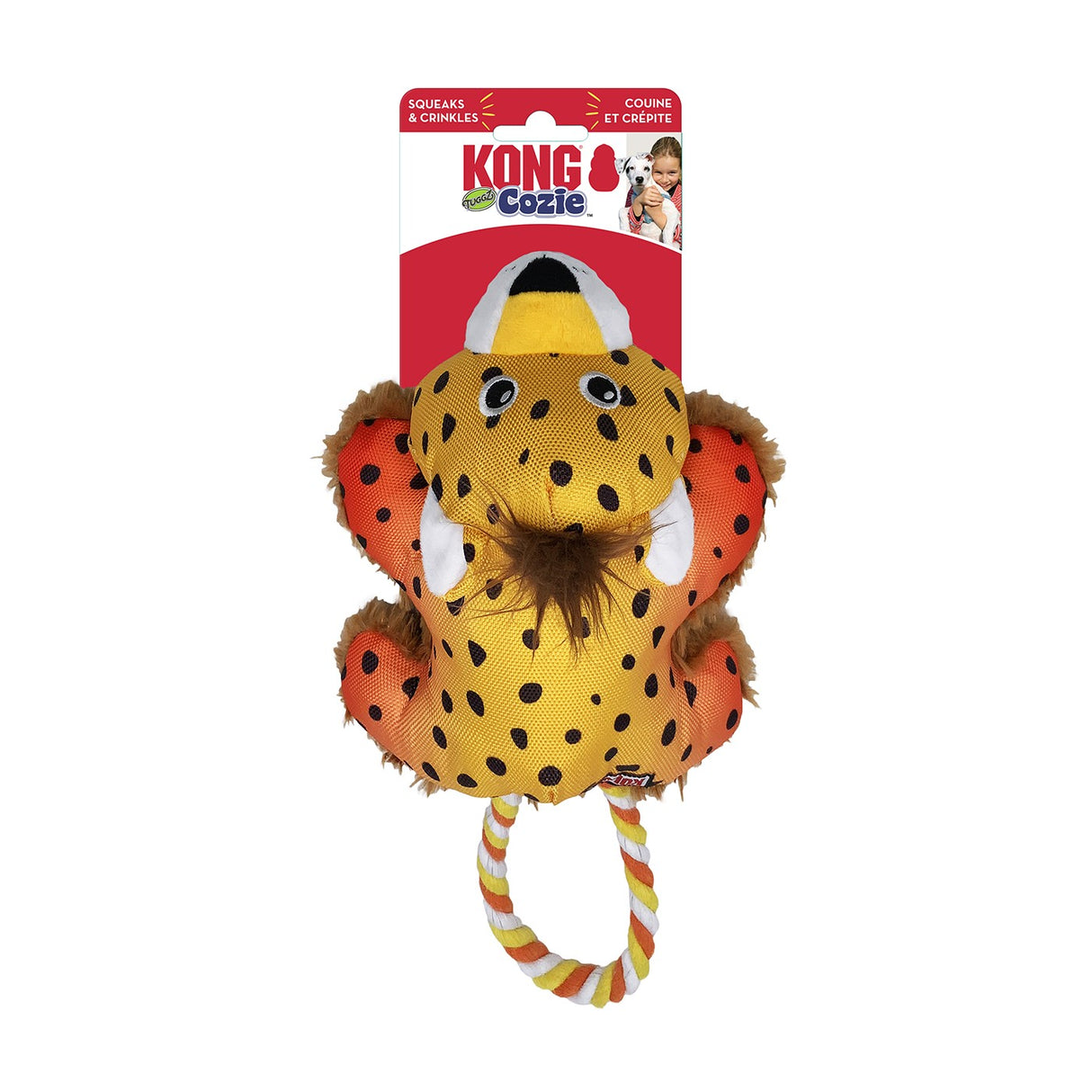 Kong Cozie Tuggz Cheetah Dog Toy