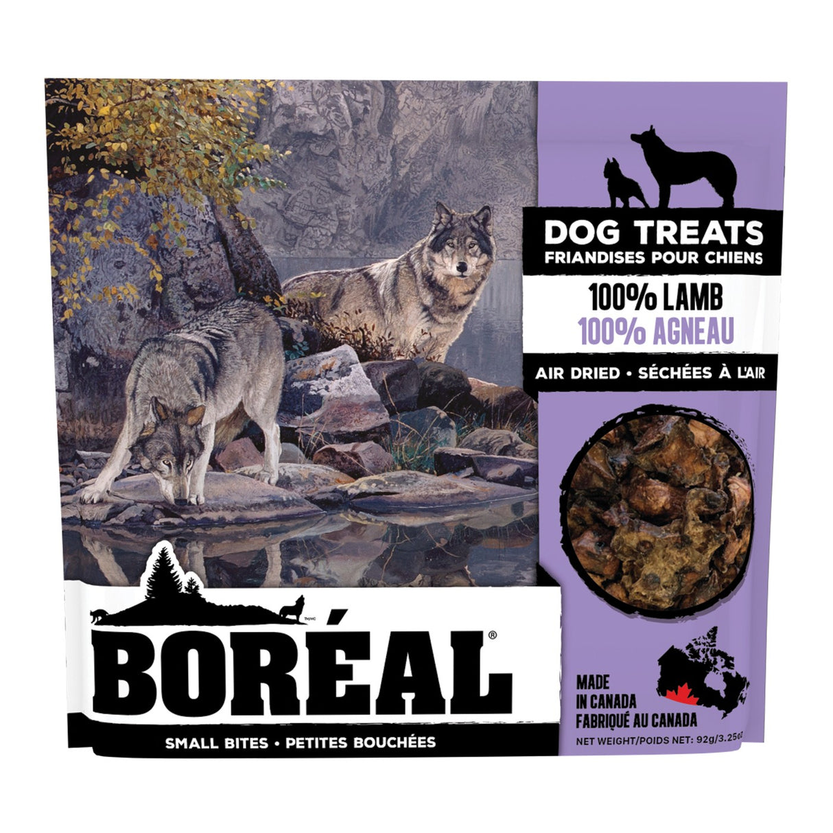Gâterie pour chiens Boreal 100 pour cent d'agneau, petites bouchées, 92 g