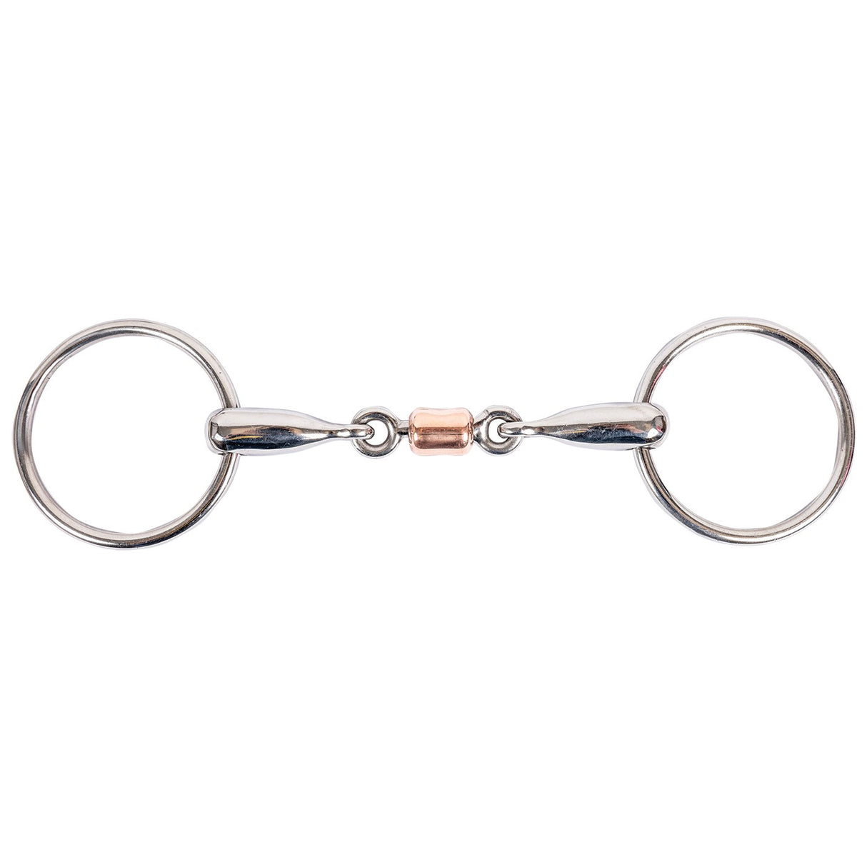 Mors de filet à anneau libre à double articulation EvoEq avec rouleau en cuivre