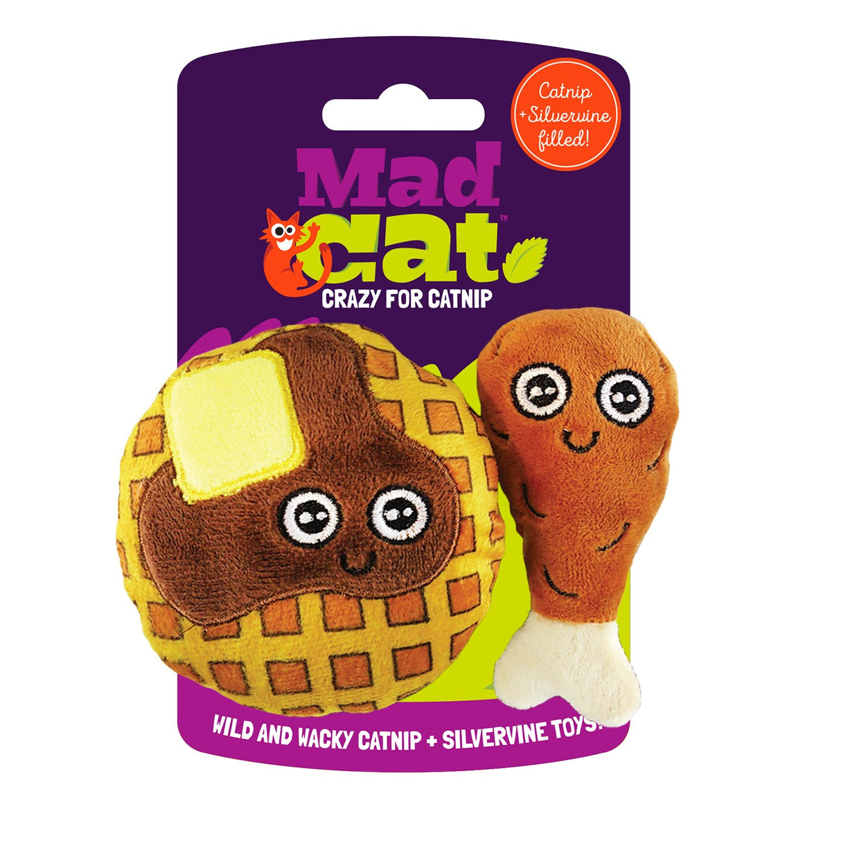 Jouet pour chat Mad Cat poulet et gaufres - paquet de deux