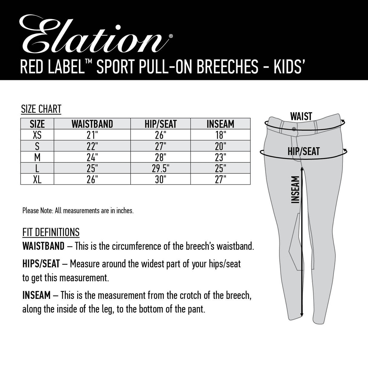 Elation Red Label Sport Pull-On Breech - Kids'