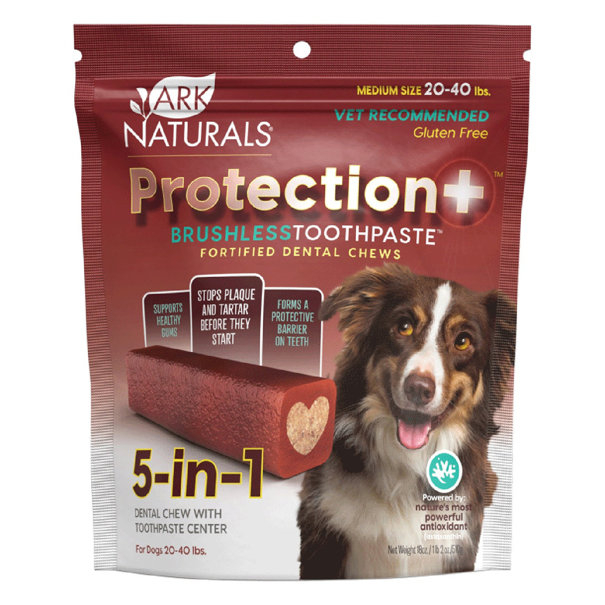 Ark Naturals Dentifrice sans brosse Protection Plus à mâcher pour chien moyen 18 oz