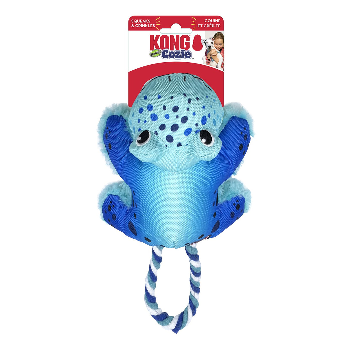 Jouet pour chien grenouille Kong Cozie Tuggz