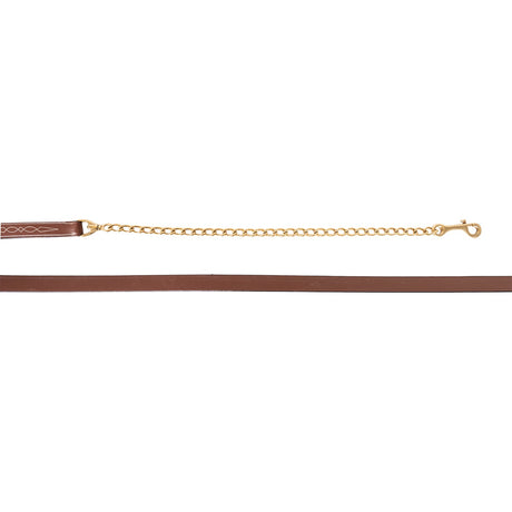 Val du Bois Fancy Stitched Leather Lead W- 24 In. Brass Chain