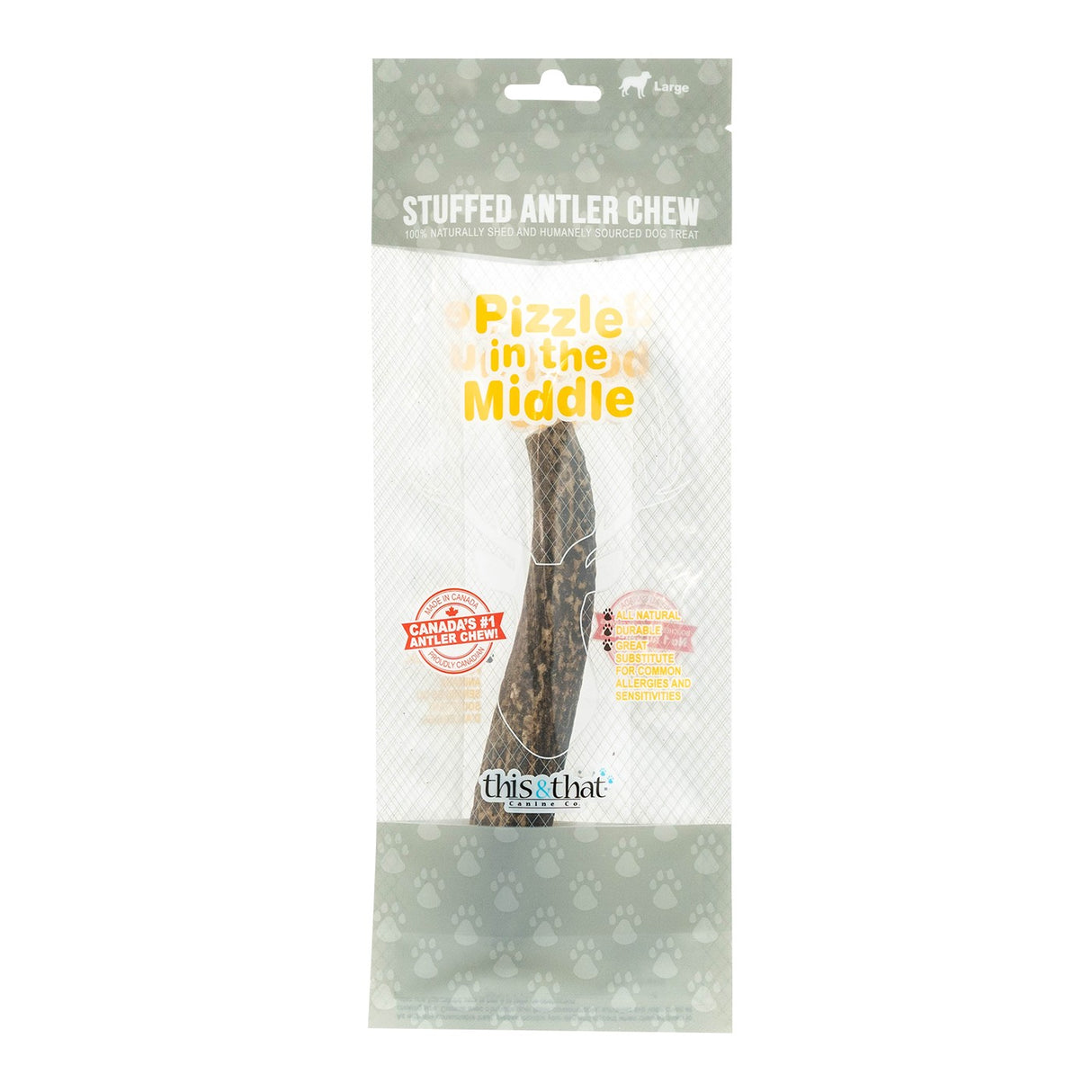 This & That Stuffed Antler Chew W- Pizzle