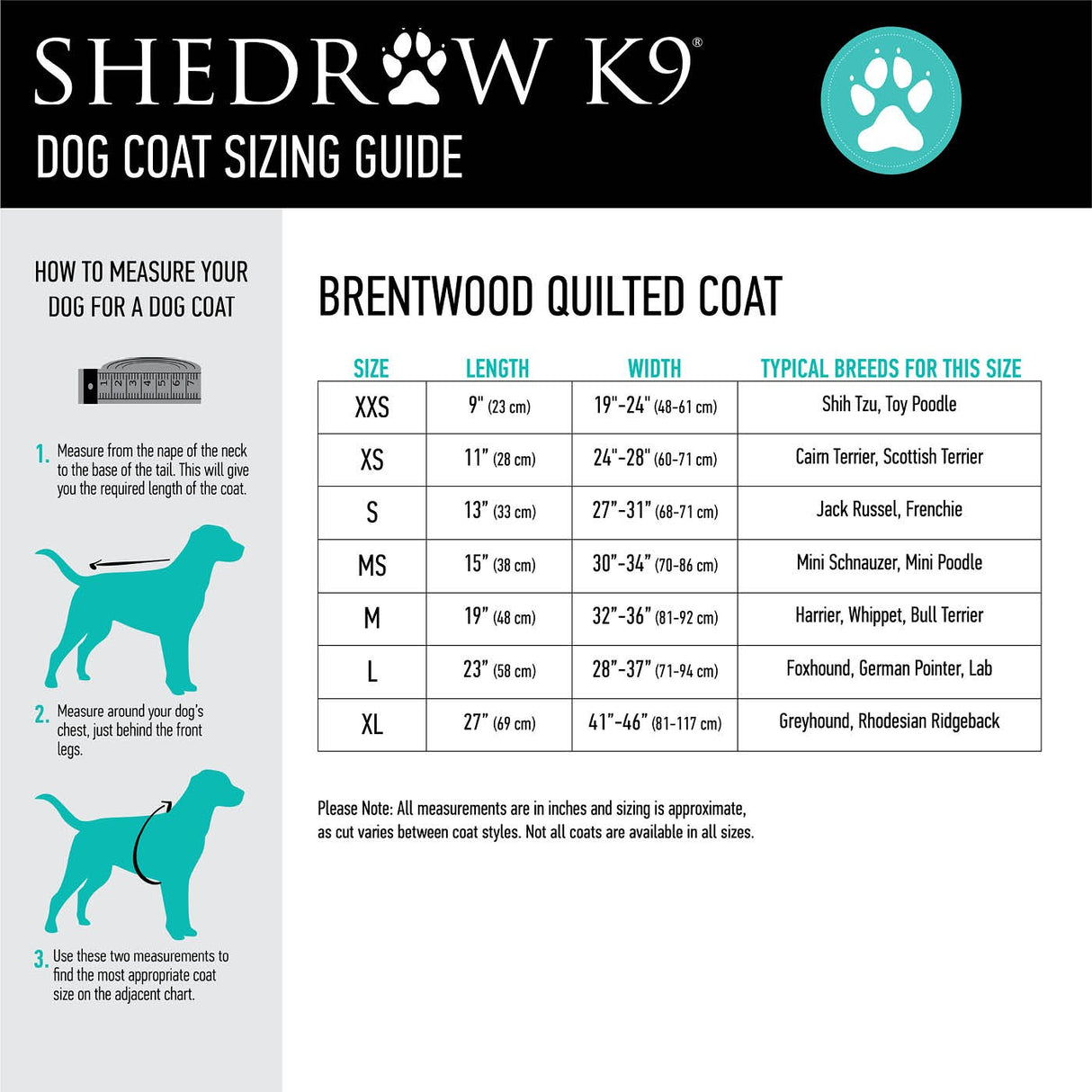 Shedrow K9 Brentwood Quilted Dog Coat