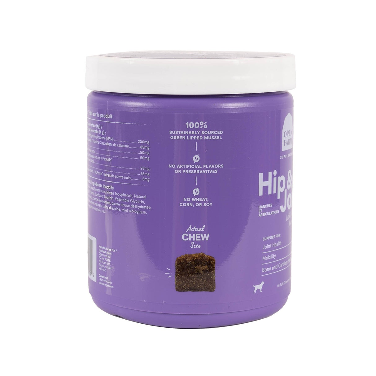 Open Farm Hip &amp; Joint Chews Supplément pour chien 90 pièces