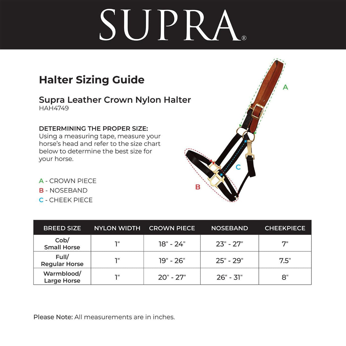 Supra Nylon Halter W- Leather Crown