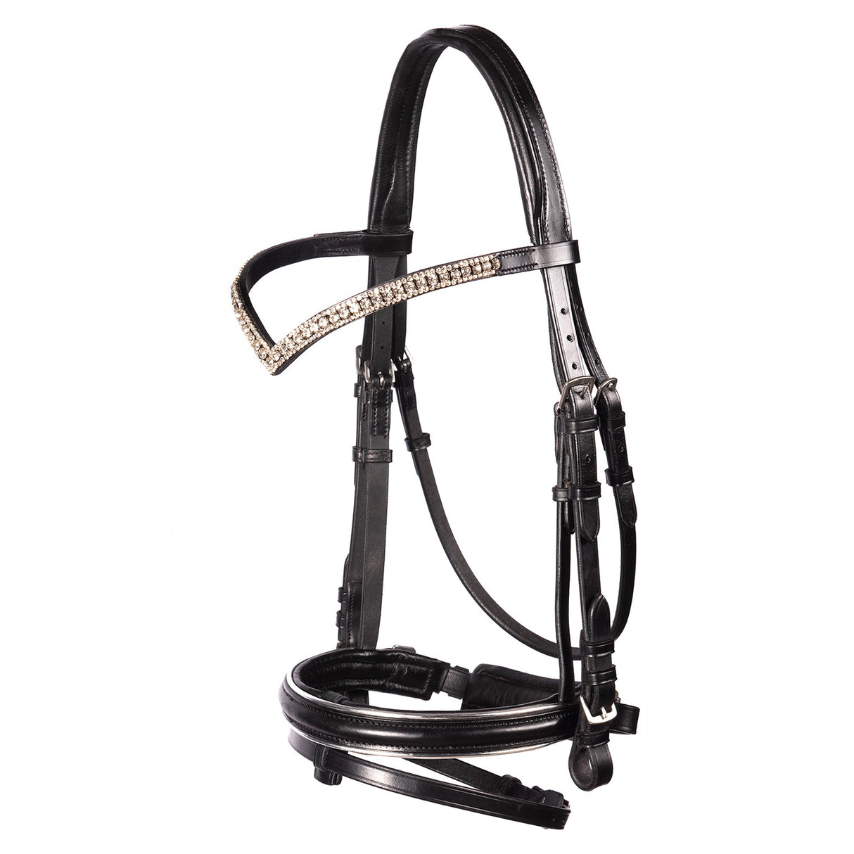 Bridon de dressage FFE Crystal V avec passepoil argenté