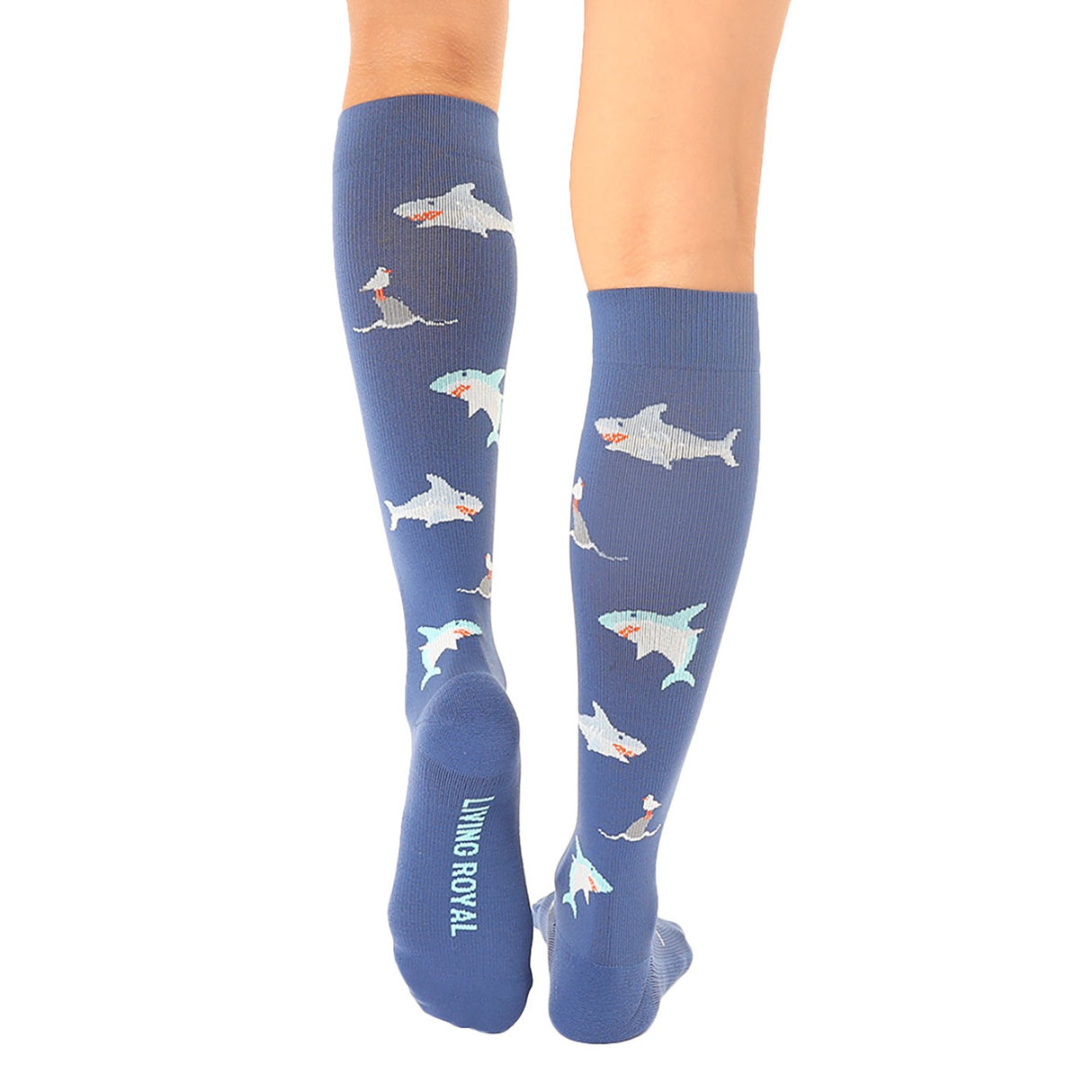 Chaussettes hautes unisexes à compression Living Royal Sharks