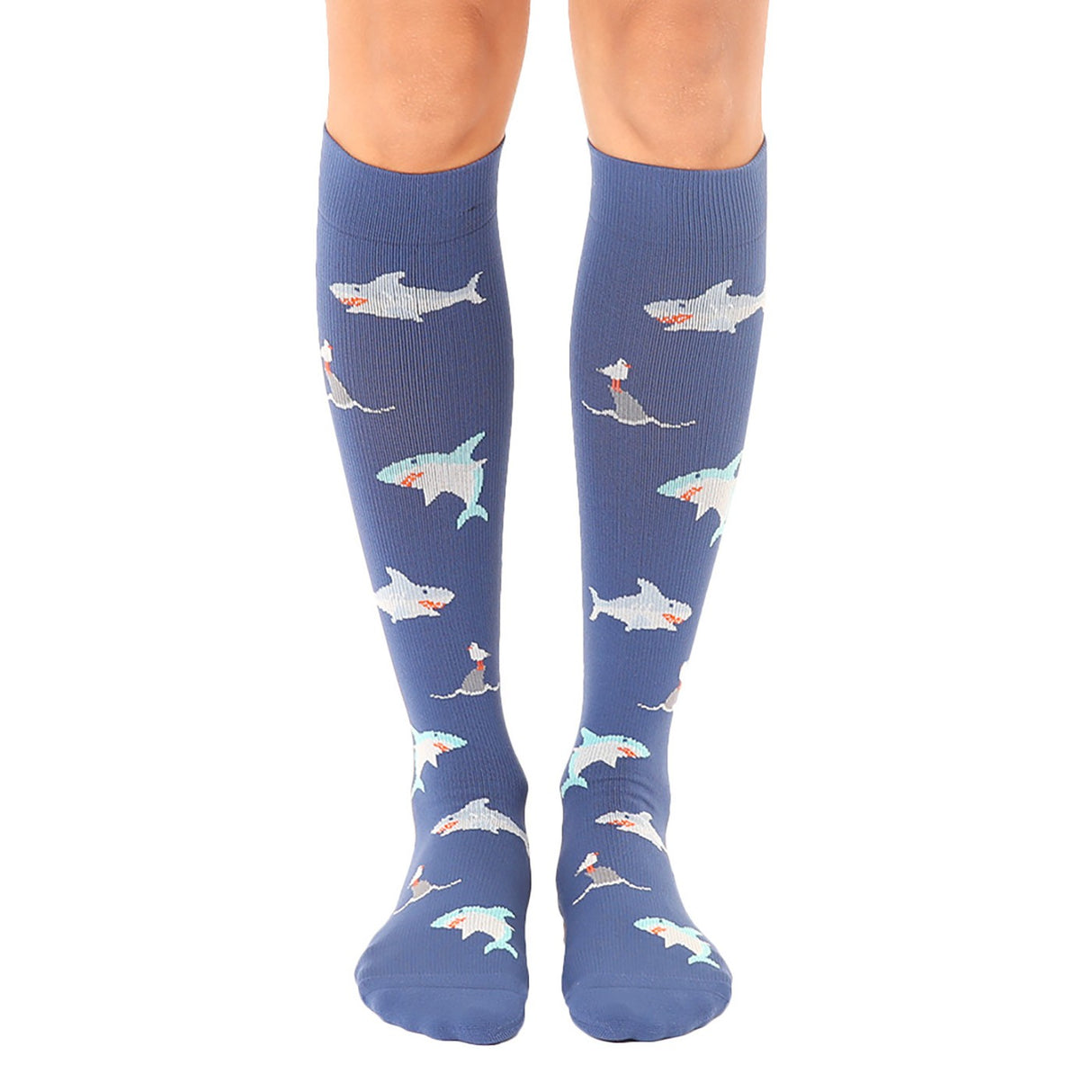 Chaussettes hautes unisexes à compression Living Royal Sharks