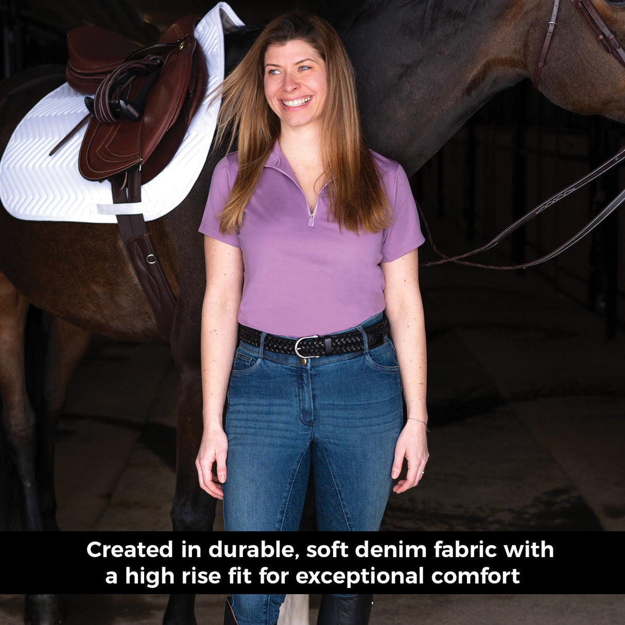 Pantalon d'équitation à fond intégral Elation Red Label Dinah Denim