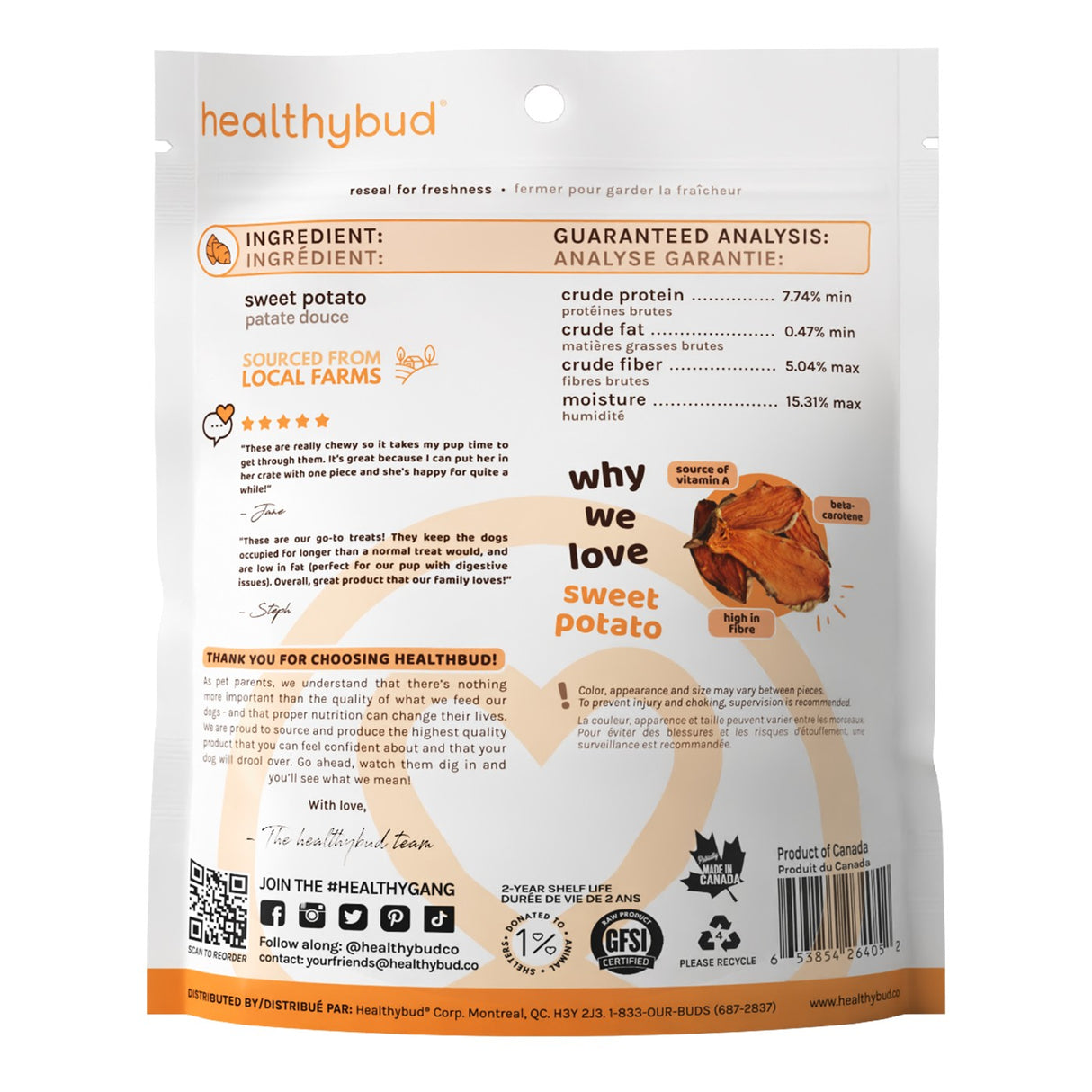 Healthybud Sweet Potato Dog Treat 4.6 Oz
